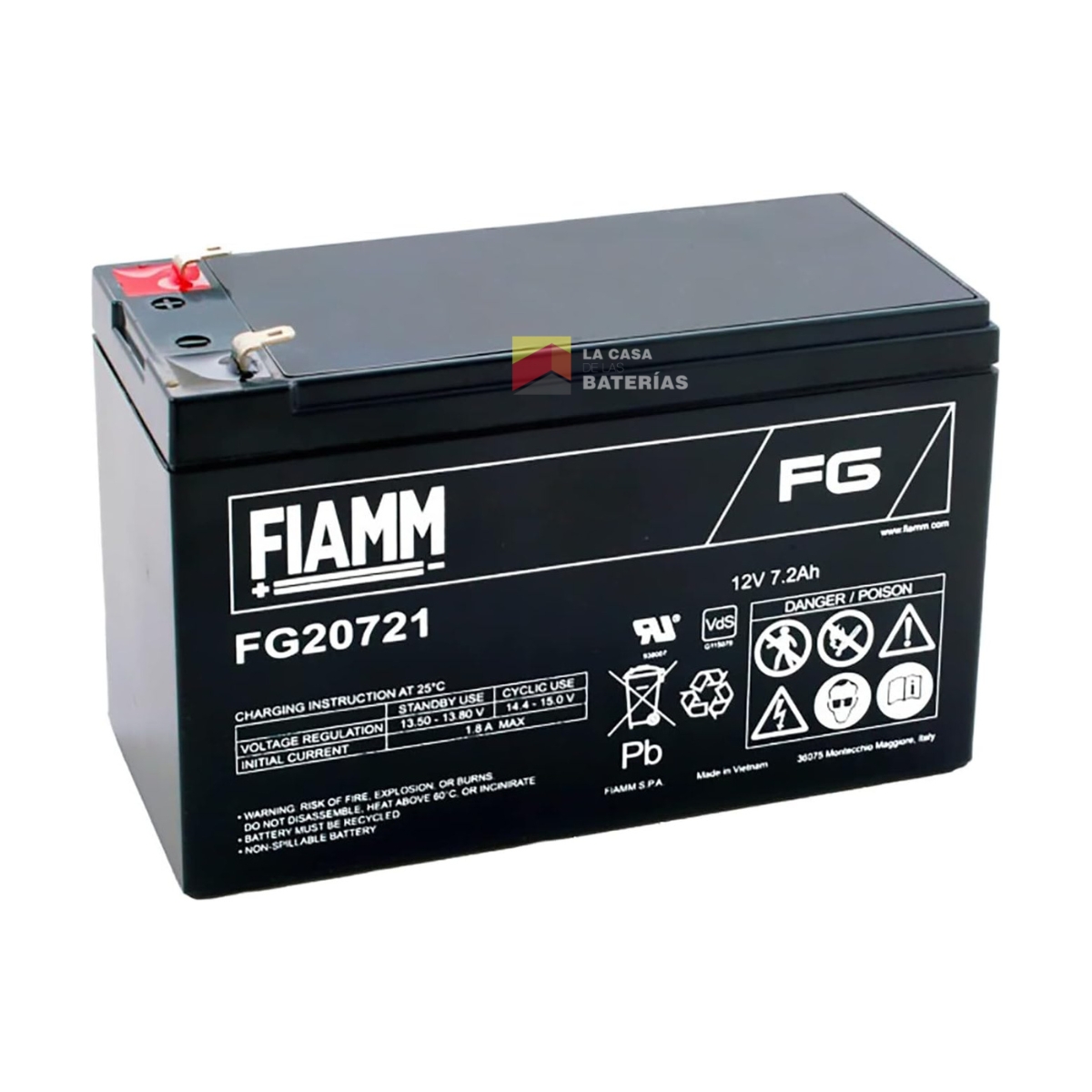 Batería de plomo y ácido sellada, Fiamm, 12V 7.2Ah Faston F1, AGM